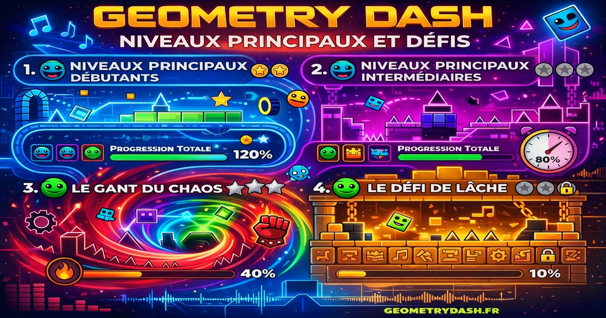 Les niveaux principaux de Geometry Dash